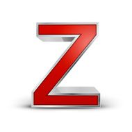 3d red metallic letter Z