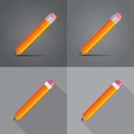 pencils in a flat on different backgrounds