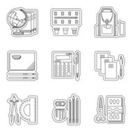 School set thin line vector icons