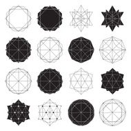 Simple set with black filled and hollow geometric shapes