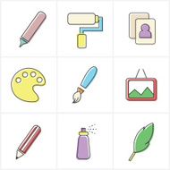 set of colorful art icons
