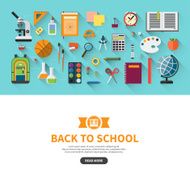 Back to school flat design vector banner