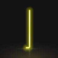 3d yellow neon light letter I