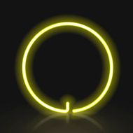 3d yellow neon light letter O