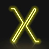 3d yellow neon light letter X