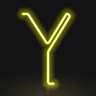 3d yellow neon light letter Y