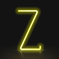 3d yellow neon light letter Z