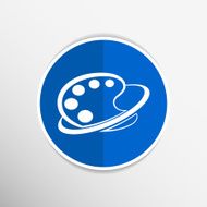 Paint brush with palette icon Flat design style N8