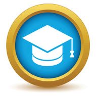 Gold graduate cap icon