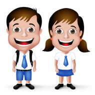 3D Realistic Cute School Boy and Girl Student Characters N2