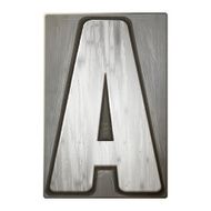 3d silver letterpress alphabet A