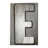 3d silver letterpress alphabet E