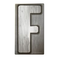 3d silver letterpress alphabet F