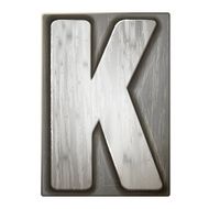 3d silver letterpress alphabet K