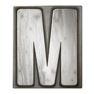 3d silver letterpress alphabet M