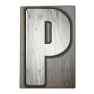 3d silver letterpress alphabet P