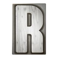 3d silver letterpress alphabet R