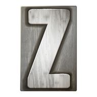 3d silver letterpress alphabet Z