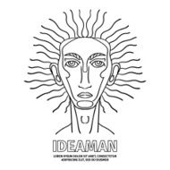 Vector line art logotype with genius Idea man