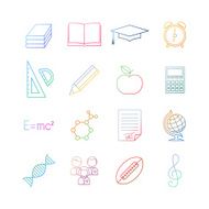 School education colorful icon set N2