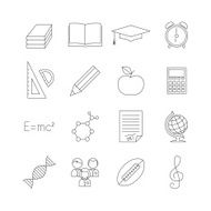 School education outline icon set