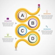 Education infographics template with curved pencil Design element