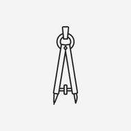 Stationery compasses line icon N13