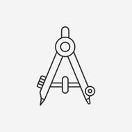 Stationery compasses line icon N17