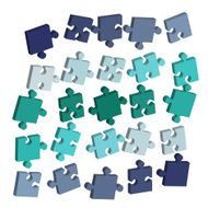 spread 3d jigsaw puzzles isolated on white background