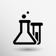 Chemical flask icon laboratory glass beaker lab vector N17