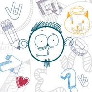 Vector graphic colorful drawing of personality face male