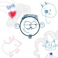 Vector art colorful drawing of happy person education