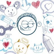 Vector graphic colorful drawing of personality face male N2