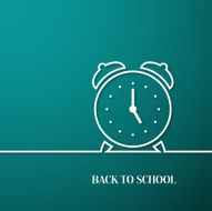Back to school card with paper alarm clock N2