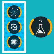 Set icons chemical experiments blue background eps