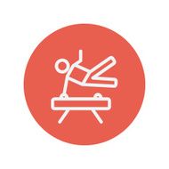 Gymnast on pommel horse thin line icon
