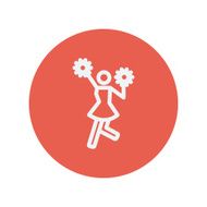 Cheerleader with pom thin line icon