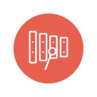 Xylophone with mallet thin line icon