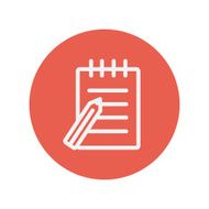 Writing pad with pen thin line icon