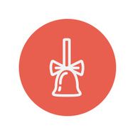 School bell with ribbon thin line icon
