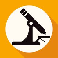 Microscope Icon on white circle with a long shadow