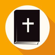 Icon book on white circle with a long shadow
