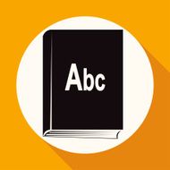 Icon book on white circle with a long shadow N2