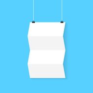 hanging curved poster on blue background