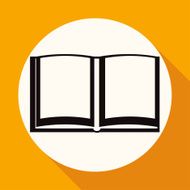 Book icon on white circle with a long shadow