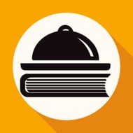 Book icon on white circle with a long shadow N3