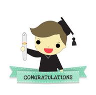 man graduate with ribbon isolate N2