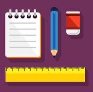 Various colorful writing Items flat icon