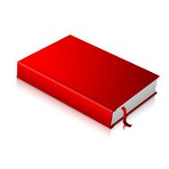 Realistic red blank hardcover book with bookmark Vector