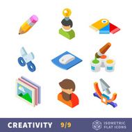 Isometry creative flat icon set